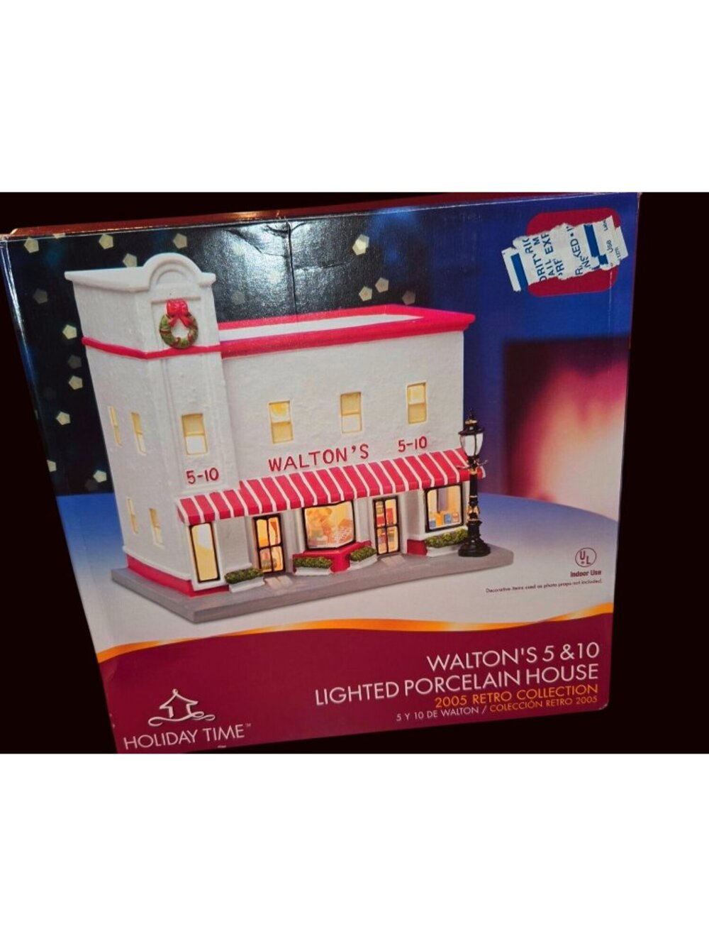 Holiday Time Waltons 5 & 10 Lighted Porcelain House 2005 Retro Collection Indoor